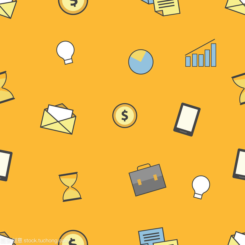 業(yè)務和財務圖標的設置。無縫圖案背景